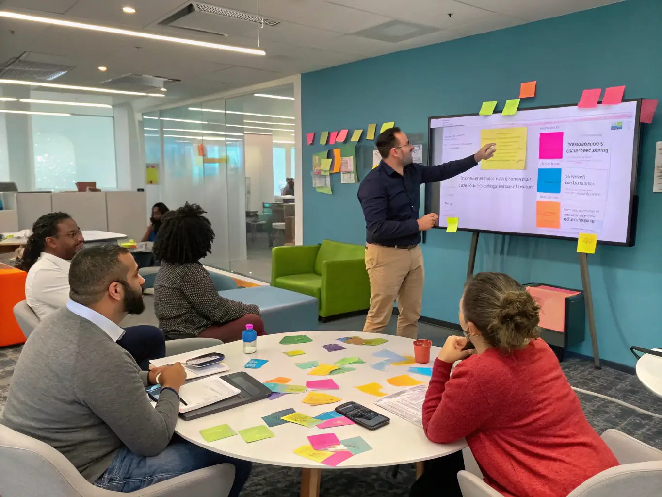 A group of professionals participating in a dynamic mindset workshop with engaging activities, illustrating the Mindset Transformation Workshops.