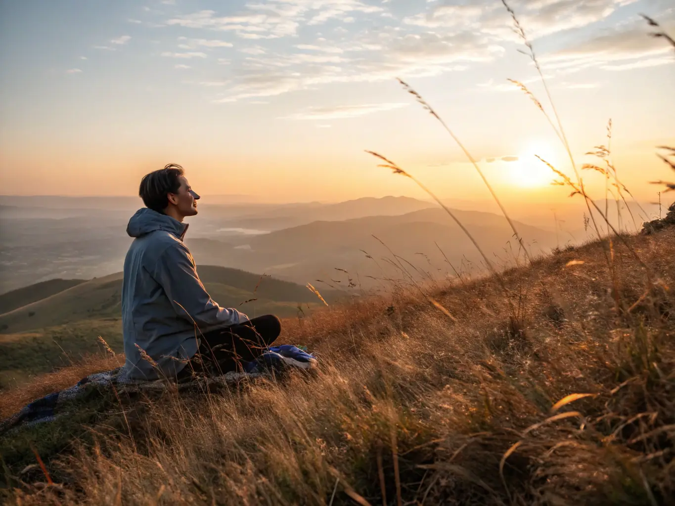 A person meditating in a peaceful environment, representing mindset transformation and the power of positive thinking.